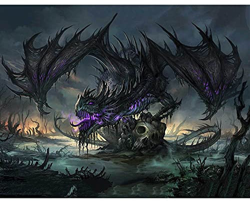 ZHXXFD Malen Nach Zahlen Erwachsene Mit Rahmen Landschaft Fantasy-Drache Kinder Malen Nach Zahlen Set Anfänger Ölgemälde Leinwand Paint By Numbers Adult DIY Acrylfarben Gemälde Set(A30)