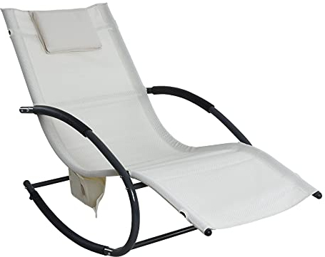 ESTEXO Sonnenliege Relaxliege Gartenliege Liegestuhl Schaukelliege Swing mit Tasche Liege Swingliege (Beige)