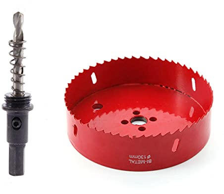 TUNEZ® Lochsäge M42 Bi-Metall Lochschneider Set mit Sechskant Dorn und Zentrierung Metallbohrer Lochsäge Kit für Holz Metall Gipskarton Eisenblech Rohr Kunststoff (130mm)