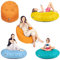 PATCH HOME Patchhome Sitzsack 2 in 1 Sitzkissen Bodenkissen für Erwachsene & Kinder - Gaming mit Füllung Kissen Sessel BeanBag (Ø 100cm, Beige)
