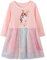 Baogaier Mädchen Kleid Baumwolle Lange Ärmel Tüll Kleider Einhorn Glitzer Pailletten Stickerei Gr. 110-116 Shirtkleid Frühling Herbst Sommer Alltag Geburtstag Kinderkleidung 5-6 Jahire, Rosa