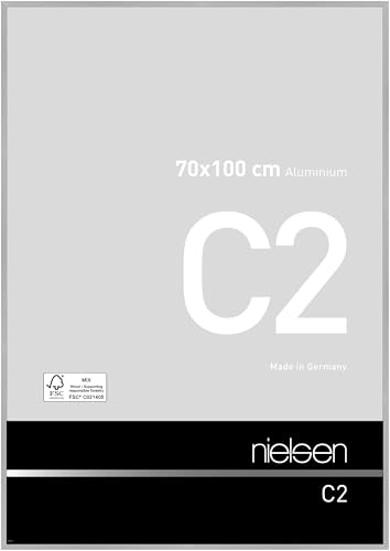 nielsen Aluminium Bilderrahmen C2 Vision, 70 x 100 cm, Silber | Aluminium Posterrahmen im Hoch- & Querformat zum Aufhängen Silber gebürstet bruchsicheres Kunstglas