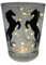 Lichtidee Teelicht Glas Windlicht Tischlicht Print mit steigende Pferde schwarz Handmade Unikat Ostern Muttertaggeschenk, Höhe 8cm,