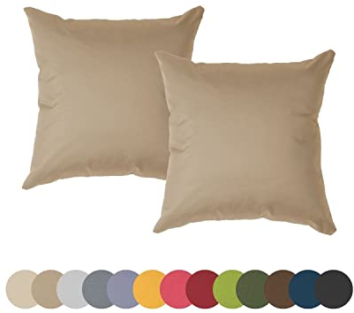 chilly pilley® Kissen Wasserfest Gartenstuhl Dekokissen Indoor Outdoor Gartenkissen Lounge Dekoratives Sitzkissen Rückenkissen viele Farben (Cappuccino 2 er Set 40x40)