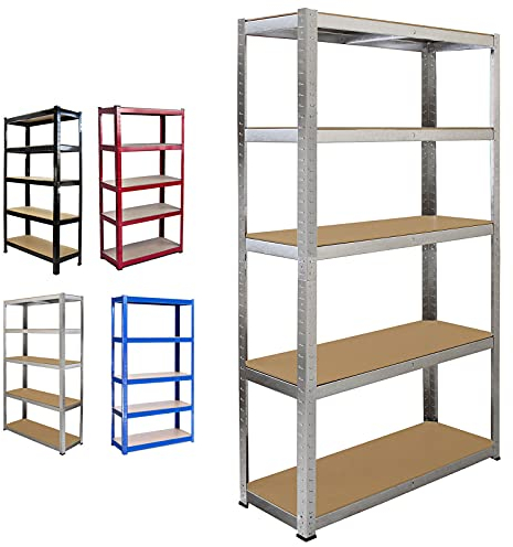 AUTOFU 5 Stöckiges Schwerlastregal Regal, Lagerregal Garagenregal, Metallregal Verzinkt - 200cm x 100cm x 50cm