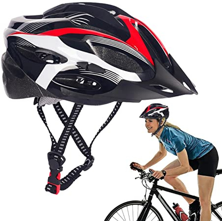 A/R Caschi da bici MTB, caschi da bicicletta integralmente modellati, caschi da ciclismo per uomini e donne, taglia regolabile, leggero e traspirante