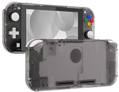 eXtremeRate Carcasa Transparente Compatible con Nintendo Switch Lite, Cubierta Completa de NSL Mando Portátil, Incluye Funda & Botones & Protector de Pantalla - Negro