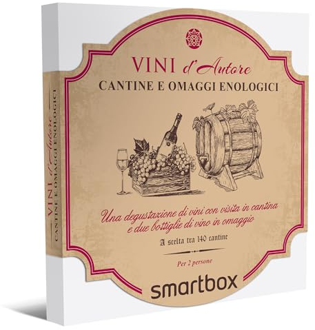 Smartbox - Cofanetto Regalo per Uomo o Donna - Cantine e omaggi enologici - Idee Regalo Originale - 1 degustazione di Vini in Cantina e Bottiglie di Vino in Omaggio per 2 Persone