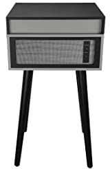 Platino de Vinilo Halterrego con 4 Patas de Madera extraíbles y HP integradas, RMS 2 x 5 W, RCA out, Aux in y Toma de Auriculares, BT in/out, lec y enrg USB, Gris