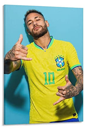 QINGJIE Neymar Fußball Sportman Poster Wandkunst Poster Drucke Heimdekoration Bild Leinwand Malerei Poster 30 x 45 cm