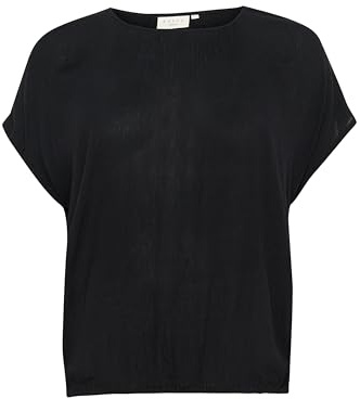KAFFE CURVE Damen Bluse Kurzarm KCami Kaffe Damen Bluse Große Größen Damen Basic Casual Shirt Kurzarm Lassig Rundhals Kurzarm 52, Black Deep