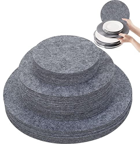 Beenle-Icey 96Pcs Felt Plate Dividers 5'' 7.5'' 10.5'' Round Felt Cookware Protectors Reusable Dish Storage Pads Multipurpose Soft Plate Separators for Packing Stacking Procelain Bakeware