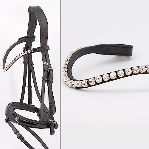 Heinick Trense Performance Schwedisch Lack Abnehmbarer Sperrriemen Schnallen ~ Warmblut ~ Auswahl (Stirnriemen Quick-Change Glow-Silver)