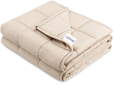 Navaris Gewichtsdecke 135x200 cm 4,8kg - Bezug aus Baumwolle - 7 Schichten - Decke schwere Bettdecke - Beschwerte Decke - beige