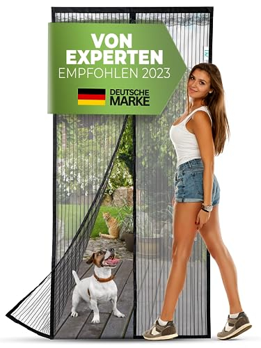 Fliegengittertür Insektenschutz Magnetvorhang Ideal für Balkon- und Terrassentüren 17 Paar Magnetstreifen schwarz 100 x 215 cm