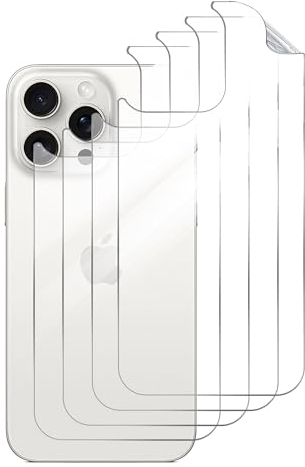 GIOPUEY[4 Stück Rückseite Folie Kompatibel mit iPhone 15 Pro, iPhone 15 Pro Rückseite Schutzfolie, Weiches TPU, Dünn, Hohe Transparenz, Kratzfest, rutschfest - Clear