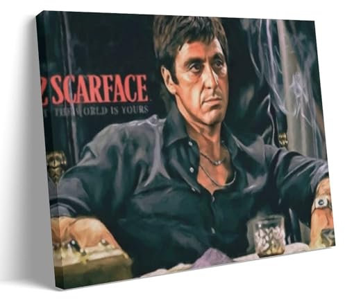 EVMILA Scarface Tony Montana Poster, dekoratives Gemälde, Leinwand, Wandposter und Kunstdruck, modernes Familienschlafzimmer-Dekor-Poster, 40 x 60 cm