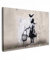 MuchoWow© Bild auf Leinwand 60x40 cm Schlafzimmer Bilder Wand Deko Wohnzimmer Modern Wanddeko Bilderwand Geschenk Graffiti - Mädchen - Schwarz und Weiß - Vogel - Wand - Straße - Korb
