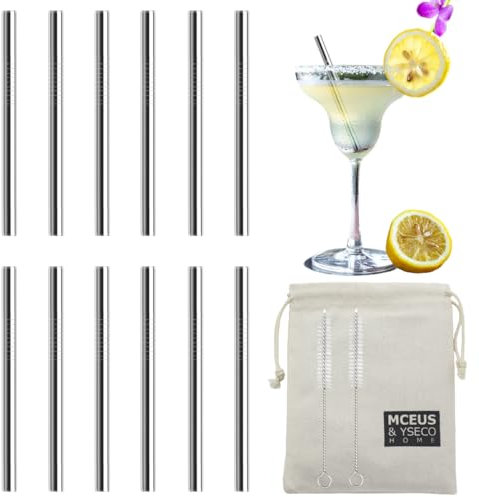 12 Pack 4.7 Inch Extra Short Metal Cocktails Straws, Reusable Stainless Steel Smoothie Drinking Straws with Cleaning Brush for Coffee Mugs, Small Glasses or Cups