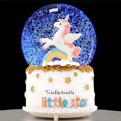 Liuer Bola de Nieve de Regalo de Cristal,Caja de Música,Globo de Agua, Adorno de Escritorio Melodía para Niñas, Nietas, Escritorio Ornamento Decoración de Escritorio
