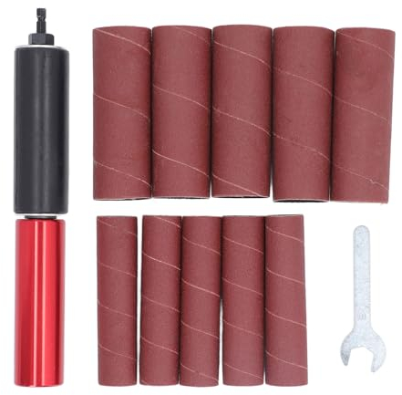 Tambor de Lijado de Goma de Mano, Mandril de Lijado de Taladro de 1,5, Adaptador de Lijadora de Husillo para Prensas de Taladro y Taladro Eléctrico, 10 Fundas Lijadora de Husillo