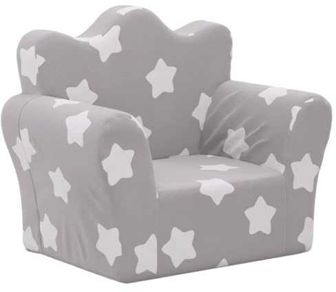 vidaXL Sofá para niños Felpa Suave Gris Claro con Estrellas