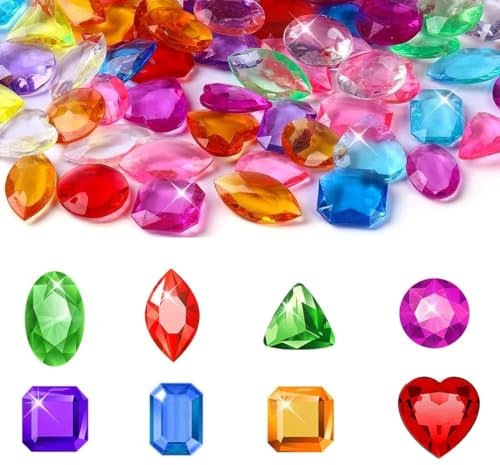 48 Piezas Gemas de Buceo, Gemas Cristal, Tesoro de Diamante de Acrílico, Juguetes de Buceo de Gemas, Juguetes Piscina Niños, Juguetes de Natación Gemas, Para Jarrones de Boda, Decoración de Acuarios