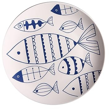Garneck 1pc Freehand Plate White Serving Tray Noodles Plate Round Serving Platter Ceramic Crockery Ceramic Fish Serving Platter Ceramic Dishes Chinaware Plate Ceramics Porcelain