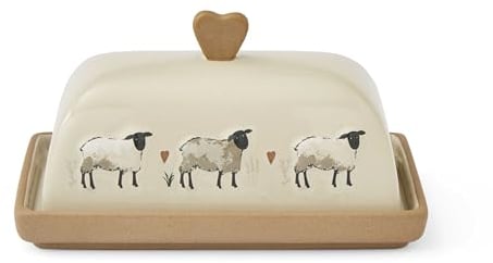 Cooksmart British Designed Ceramic Butter Dish with Lid | Large Butter Dish for All Types of Kitchens | Butter Dishes for All Sizes of Butter - Highland Sheep