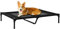 PawHut Cama Elevada para Perros Gatos Portátil Cama para Mascotas con Zona de Malla Transpirable y Tela Oxford para Interior Exterior 92x76x18 cm Negro
