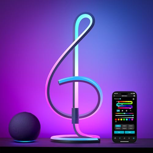 Lepro TB2 AI Table Lamp, Smart LED Lamp with Music Sync, AI Lighting Design Assistant, Colour Changing Smart Table Lamp, Voice Cotrol, Works with Alexa & Google Assistant, Bluetooth & 2.4GHz WiFi