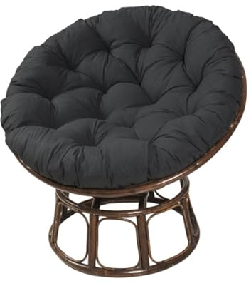 Hiseng Papasansessel Kissen Sitzauflage, Rundes Papasan Stuhlkissen, Rundes Dicke Stuhlkissen Bequem & Weich Sitzkissen Hängesessel für Indoor Outdoor Garten Stuhlauflage (90cm,Schwarz)