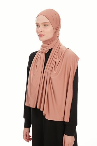 Jersey Kopftuch Damen Hijab Muslimisch - Cocoa Viskose Jersey Hijab Kopftuch Für Damen - Dehnbar Moderne Islamische Hidzab Kopftücher Schal - Hidzab Kopftücher 70x180 cm (Cocoa)