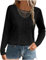 Women's Elegant Lace Blouse & Dressy Tunic Tops - Long Sleeve Waffle Tshirts & Casual Loose Sweatshirts for Women - Crewneck Pullover Tops - UK Size - Plain & Lace Blouse Ladies Work Office Tee Shirts