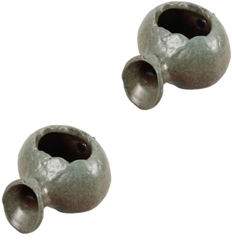 Cabilock 2 Piezas Olla De Barro Cilíndrica De Agua Olla De Barro con Agua Circulante Característica del Agua del Estanque Escupidor De Fuente Tarro De De Jardín Fuente Zen Cerámica