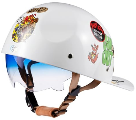 Mezzo Casco Scooter Crociera Bicicletta Mezzo Elmetto Moto retrò Casco A Scodella Scooter Motorino Cromwell Caschi Casco Faccia Aperta retrò ECE Omologato retrò Casco Scodella