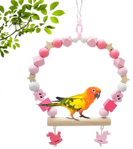 Columpio para pájaros - Columpio de madera para loros y pájaros ornamentales | Soporte para perchas para jaulas, juguetes masticables para periquitos, periquitos, cacatúas, minás, agapornis y pinzones
