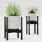 Semiocthome Adjustable Bamboo Plant Stand Indoor with Removable Tray, Wooden Flower Stand, Pot Holders Fits 20cm to 30cm Pots, Indoor Plant Stands for Living Room, Bedroom, Kitchen, 1 Pack - Black