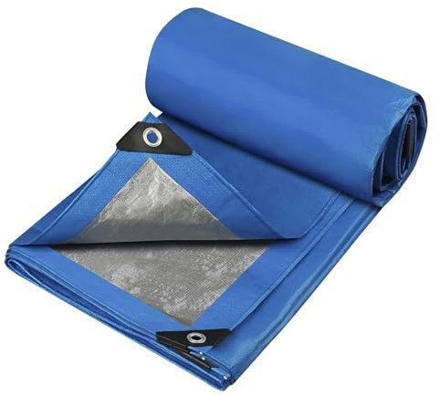 Lona Impermeable para Exterior, Multiusos, 10 x 12 m (Varios Tamaños), Esquinas Reforzadas, Ojales de Aluminio, Color Azul, TBS032