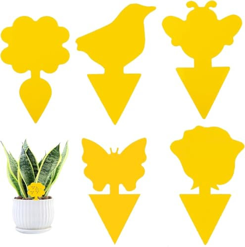 Trampas Cromáticas Amarillas para Plantas - 50 Trampas Moscas Fruta Eficaces, Insecticida Plantas y Plantas Antimosquitos para Interior y Jardín