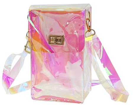 TotePrint Kleine Holographische PVC Umhängetasche |Wasserdichte Crossbody Bag für Strand, Reise & Alltag Leicht & Kompakt mit Reißverschluss