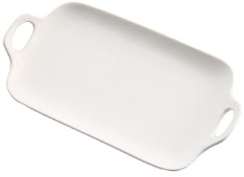 Alipis Moule à pâtisserie en Porcelaine Plateau de Service en Porcelaine Plat de Cuisson en céramique Moule à gâteau avec Double Anse Blanche