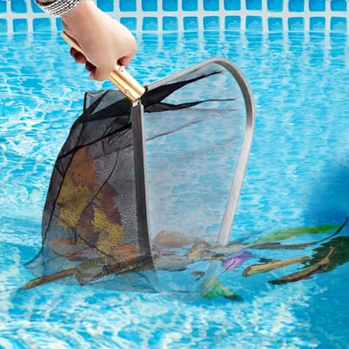 Pool Kescher,Skimmer Pool Kescher,Teichkescher Feinmaschig Algen,Schwerlast Laub Käscher Mit Aluminiumrahmen,Poolkescher Feinmaschig,Teichkescher Für Algen,Schwimmbad Teiche Blätter Reinigen (Schwarz)
