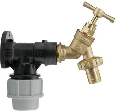 MYPURECORE 25mm MDPE Wall Flange Kit – ¾” Brass Outdoor Garden Tap with Hose Barb Fitting & PTFE Tape – Easy Install Water Tap Connector for Irrigation, Farm, Garden, Home Use