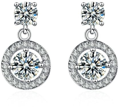 Tolldek Echt Goldschmuck Schmuck Damen Ohrringe Weißgold 14 Karat, Moissanit Kreis Ohrhänger, Au585 Gold Damen Ohrstecker mit Diamant