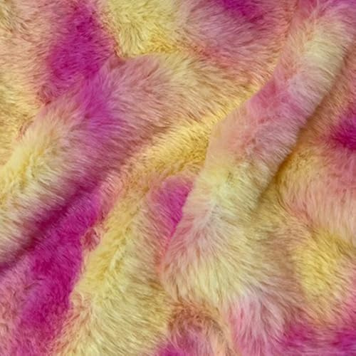 2 yard - Peluche con sfumatura di colore arcobaleno, imitazione di pelliccia di coniglio, in peluche, per fai da te, cucito, oggetti di scena, costumi, decorazioni natalizie, 150 cm, viola giallo