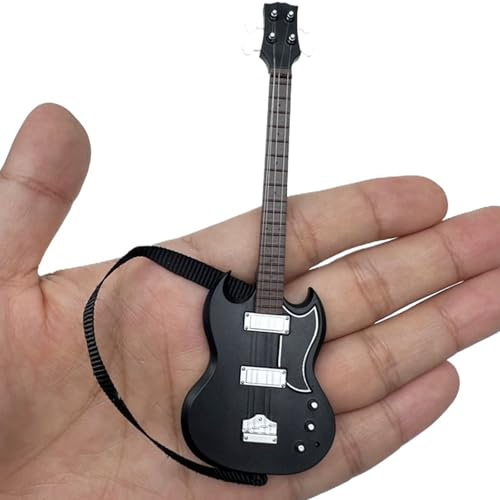 Puppenhäuser Zubehör Miniatur-Gitarre mit abnehmbarem Gurt Musikinstrument Modell Puppenhäuser Display für Sammler zum Ausstellen