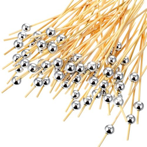 Mabor 100Pcs Fancy Toothpicks for Appetizers, Silver Cocktail Picks