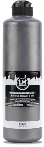 LM-Kreativ Badewannenlack 3 in 1 2K 500ml - Anthrazit wie Metallglanz - Auch nutzbar als Fliesenfarbe & Fliesenlack für Badezimmer, Badewannen, Duschtassen. Hochdeckend, strapazierfähig & wasserfest