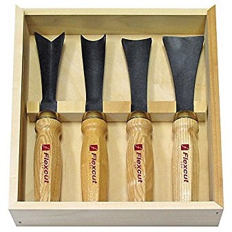 Flexcut Wood Carving Tools |4-Piece Sculptor's Set | Mallet Wood Carving Kit with Chisels and Gouges for Beginners and Professionals | MC175 | Made in the U.S.A.